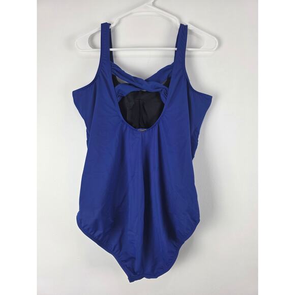 Lands End One Piece Swimsuit 18DD Womens Plus Size Underwired Blue Beach - Picture 6 of 7